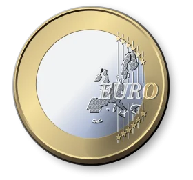 Detailed One Euro Coin Clipart Illustration with Metallic Gold and Silver Finish