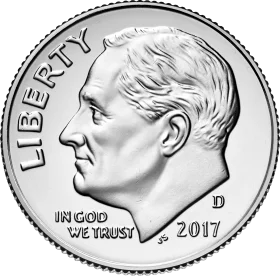 Detailed Silver Roosevelt Dime Clipart Showcasing Iconic American Currency Design
