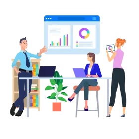 Dynamic Business Team Collaboration Presentation Clipart Illustration