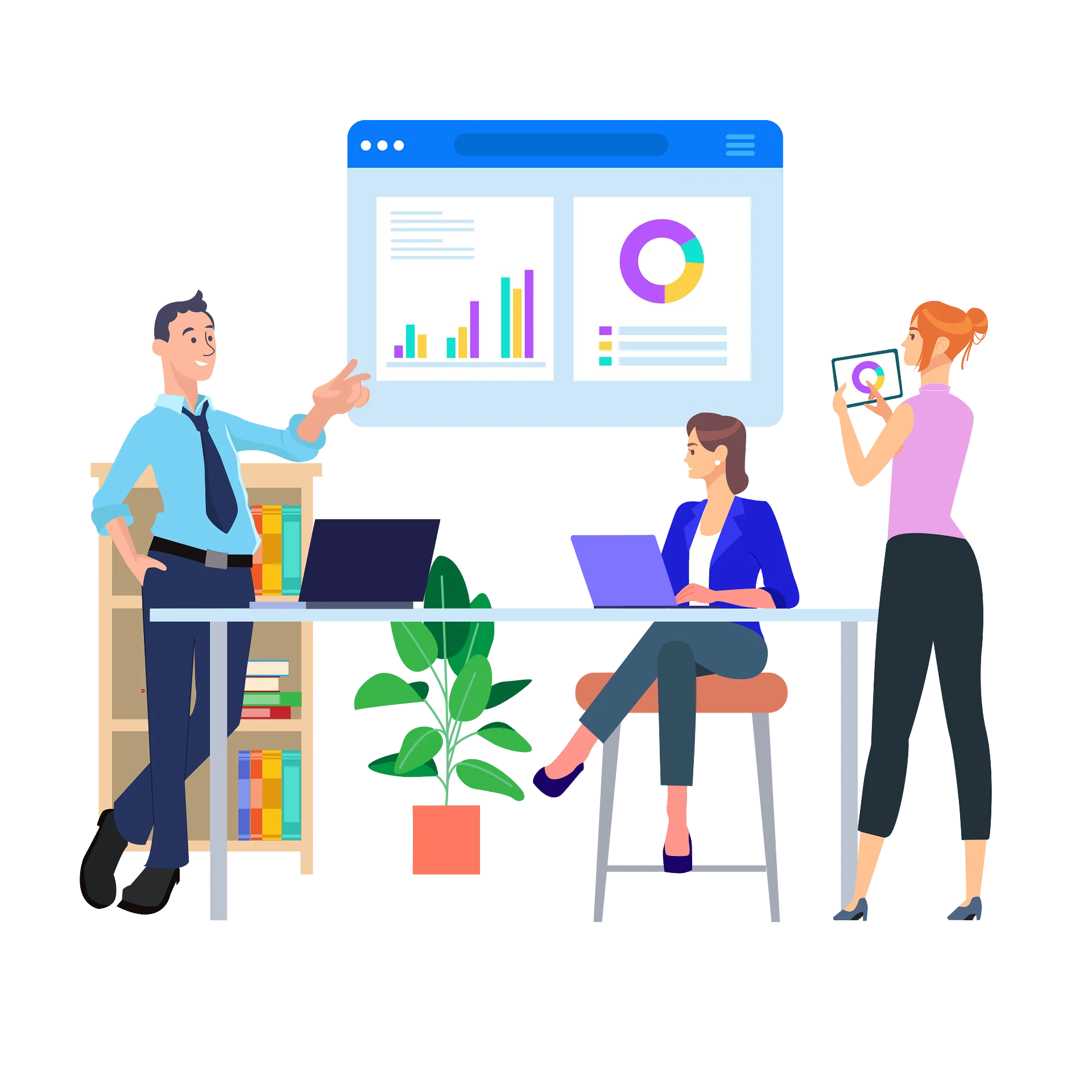 Dynamic Business Team Collaboration Presentation Clipart Illustration