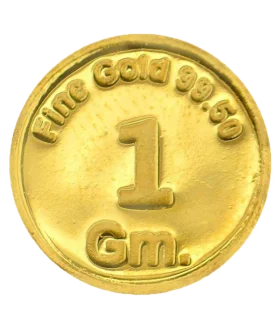Gleaming Gold One Gram Coin Clipart with Embossed Numeric Design