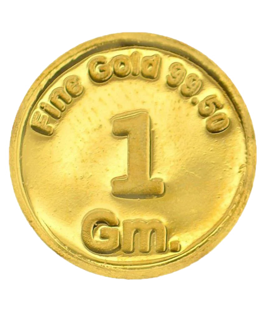 Gleaming Gold One Gram Coin Clipart with Embossed Numeric Design