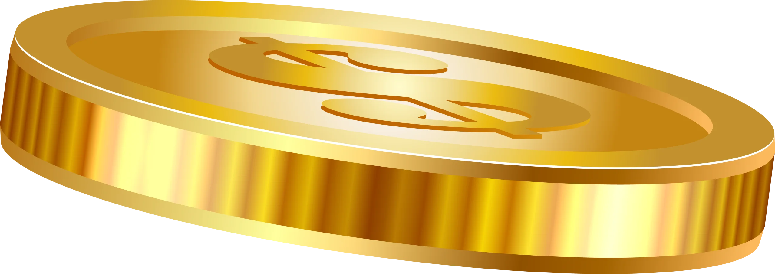 Gleaming Golden Dollar Coin Clipart with Radiant Metallic Luster