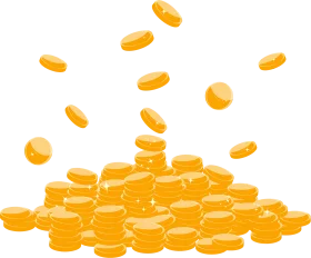 Golden Cascade of Shiny Metallic Coins Clipart Illustration