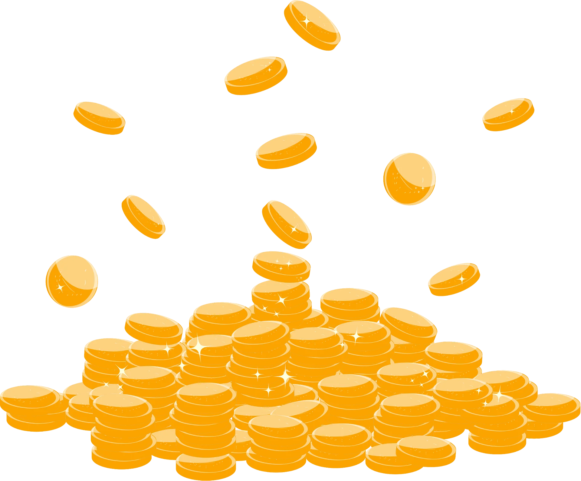 Golden Cascade of Shiny Metallic Coins Clipart Illustration