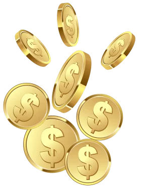 Golden Dollar Coin Clipart: Shimmering Currency Illustration with Dynamic Angles