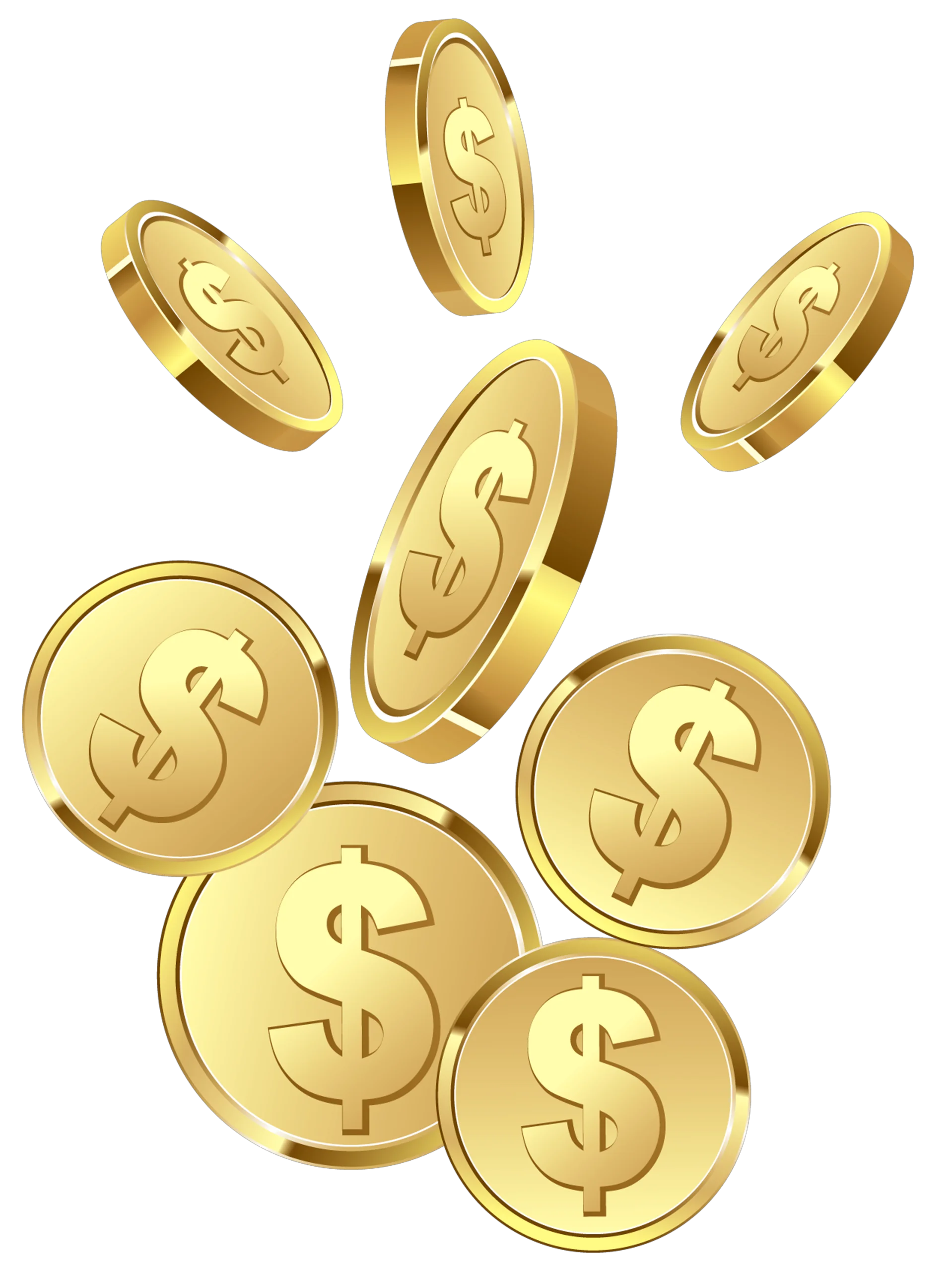 Golden Dollar Coin Clipart: Shimmering Currency Illustration with Dynamic Angles