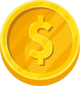 Golden Dollar Sign Coin Clipart: Shiny Metallic Currency Symbol Illustration