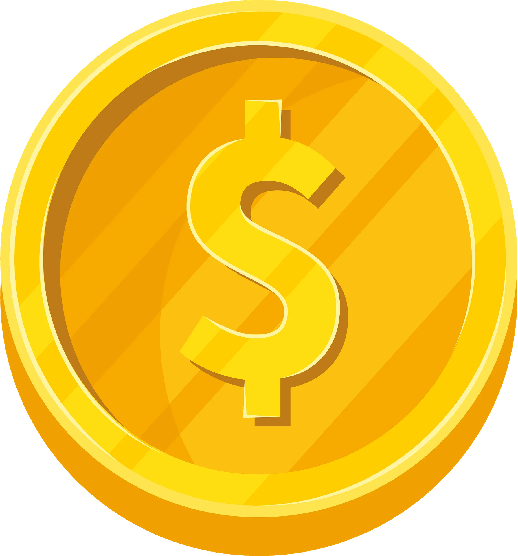 Golden Dollar Sign Coin Clipart: Shiny Metallic Currency Symbol Illustration