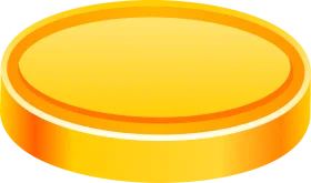 Golden Glossy Circular Coin Clipart Design with Radiant Luminous Surface