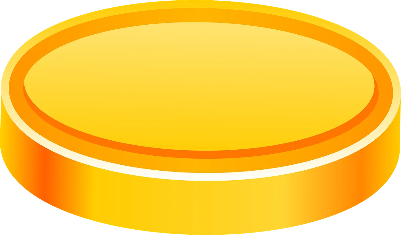 Golden Glossy Circular Coin Clipart Design with Radiant Luminous Surface