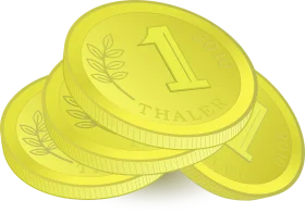 Golden One-Dollar Coin Clipart Illustration with Leaf Emblem