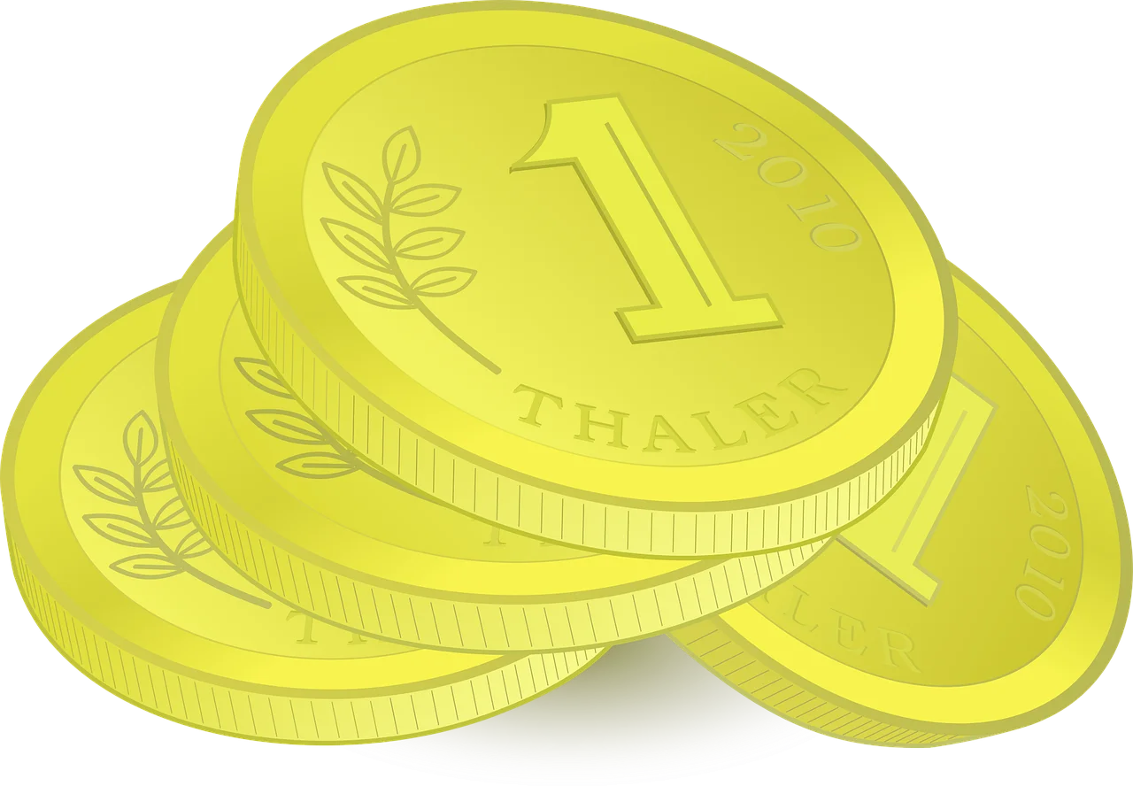 Golden One-Dollar Coin Clipart Illustration with Leaf Emblem