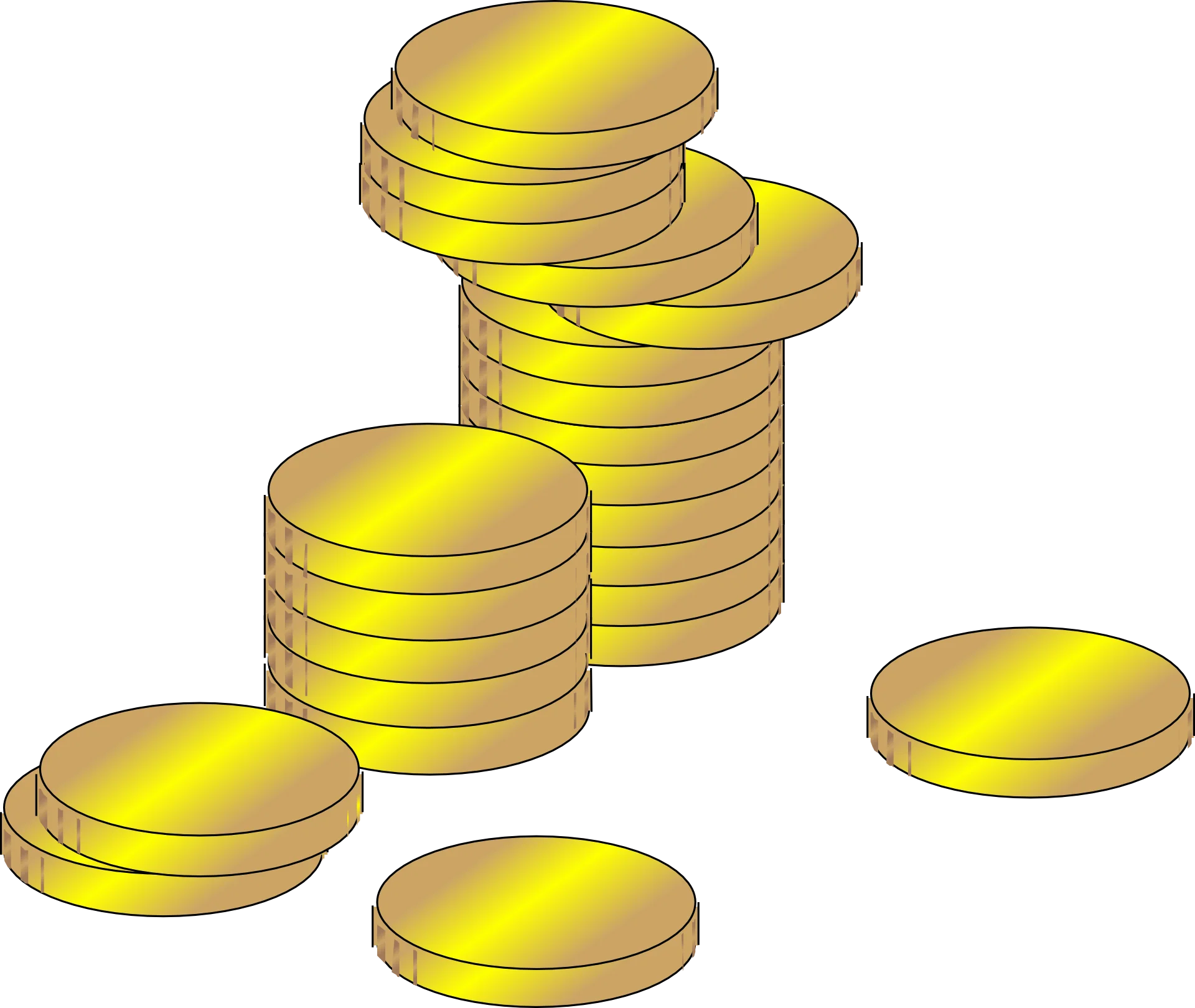 Golden Stacked Coins Clipart: A Shimmering Display of Monetary Symbolism