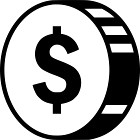 Minimalist Black and White Dollar Sign Coin Clipart Icon Design