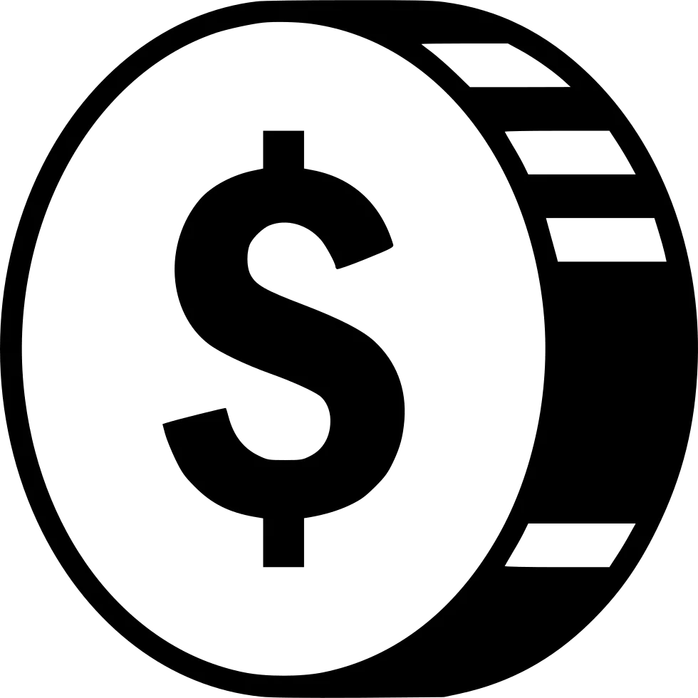 Minimalist Black and White Dollar Sign Coin Clipart Icon Design