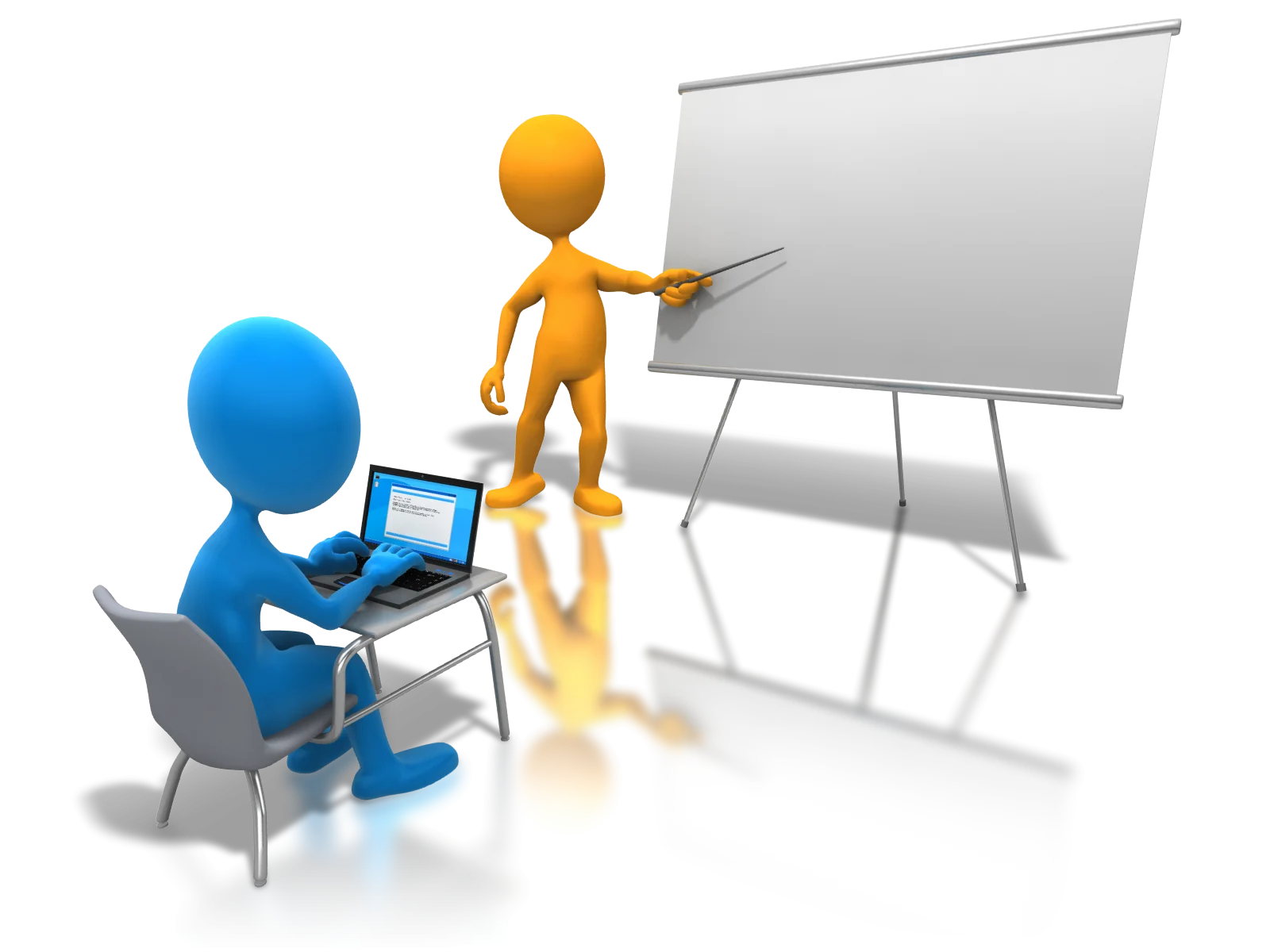 Professional Business Presentation Clipart with Dynamic Figures and Laptop Workspace