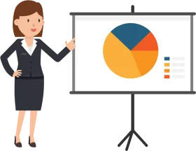 Professional Business Woman Presenting Data Analysis Clipart Illustration