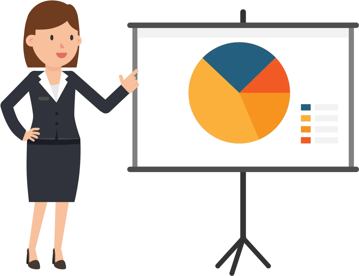 Professional Business Woman Presenting Data Analysis Clipart Illustration