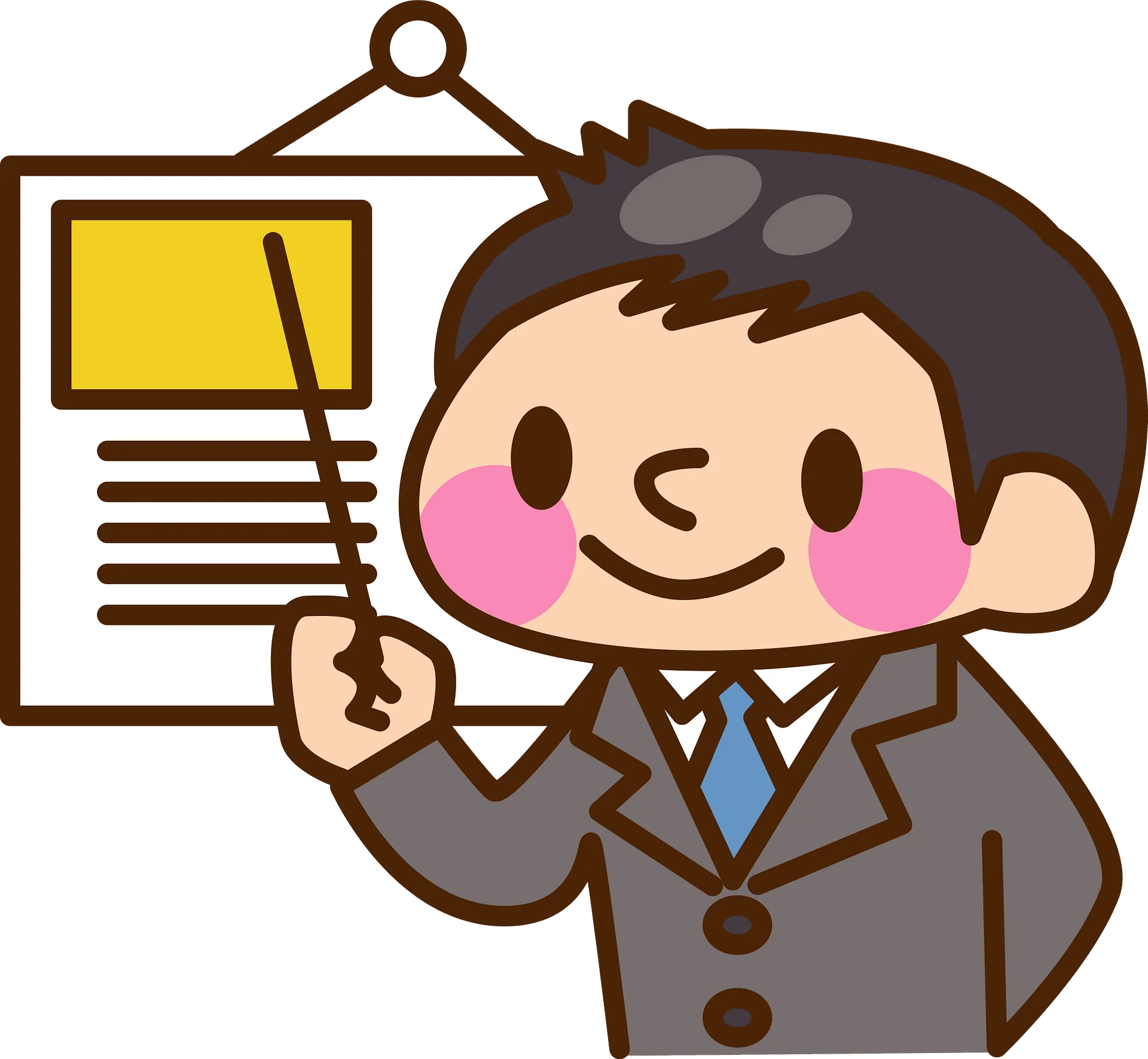 Professional Businessman Presenting Informative Chart Clipart with Cheerful Expression