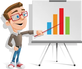 Professional Cartoon Business Character Presenting Data Analytics Clipart