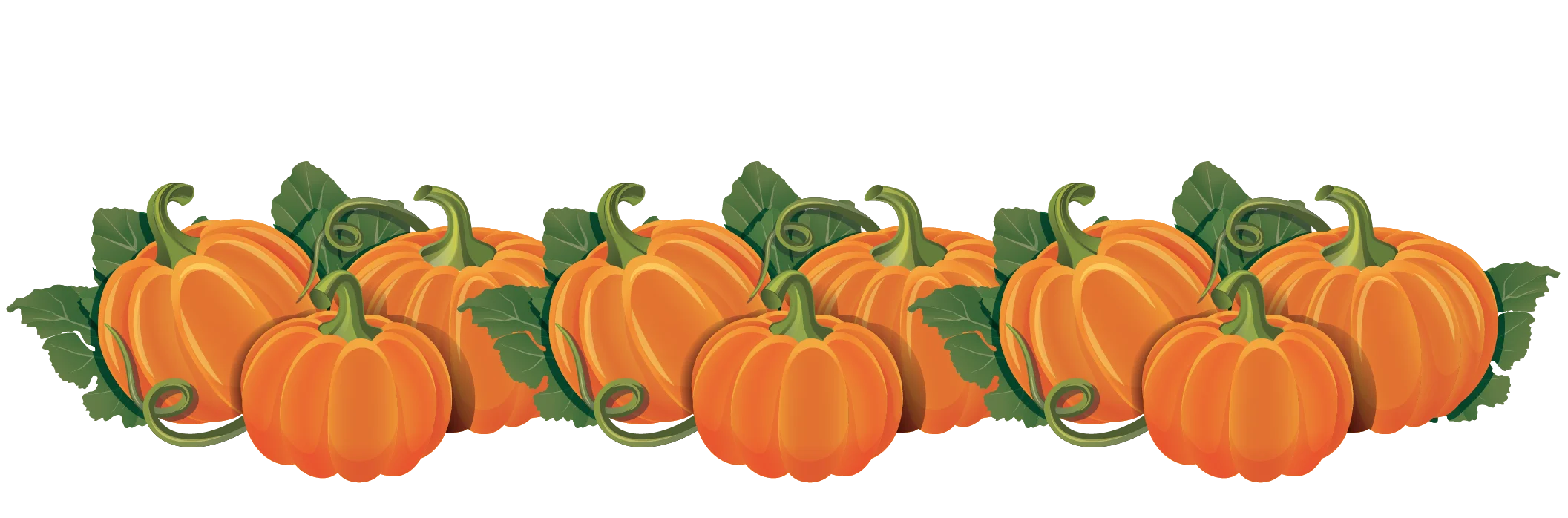 Rustic Autumn Harvest Pumpkin Patch Clipart with Lush Green Leaves