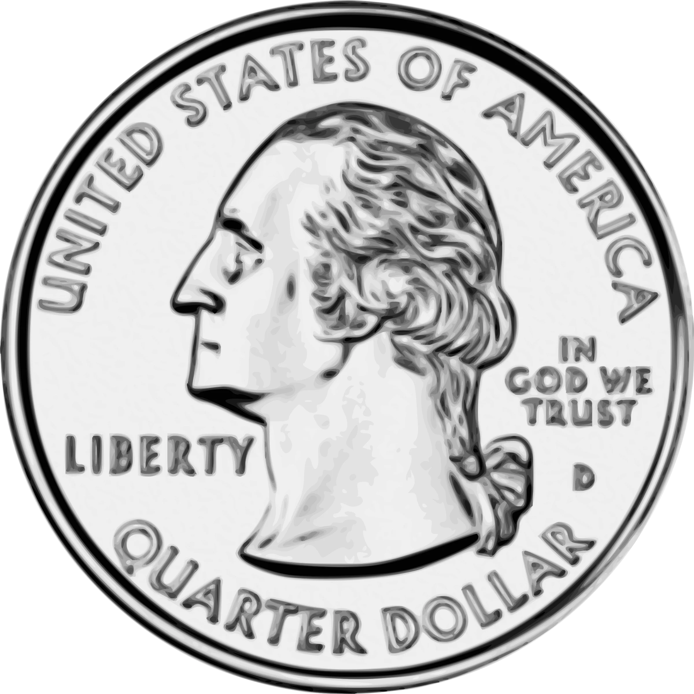 United States Quarter Dollar Silver Coin Clipart - Classic Liberty Design