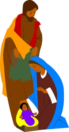 Abstract Minimalist Christmas Nativity Scene Clipart with Geometric Design