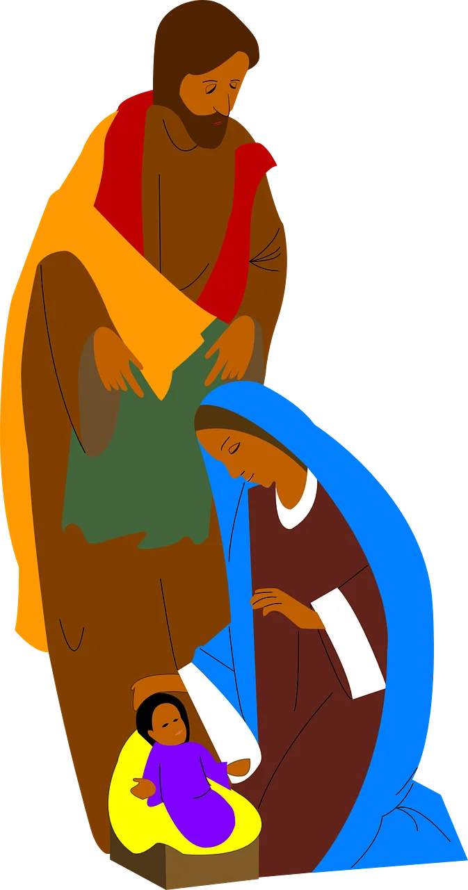 Abstract Minimalist Christmas Nativity Scene Clipart with Geometric Design