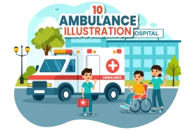 Ambulance Illustration Clipart: Healthcare Heroes and Medical Emergency Scene
