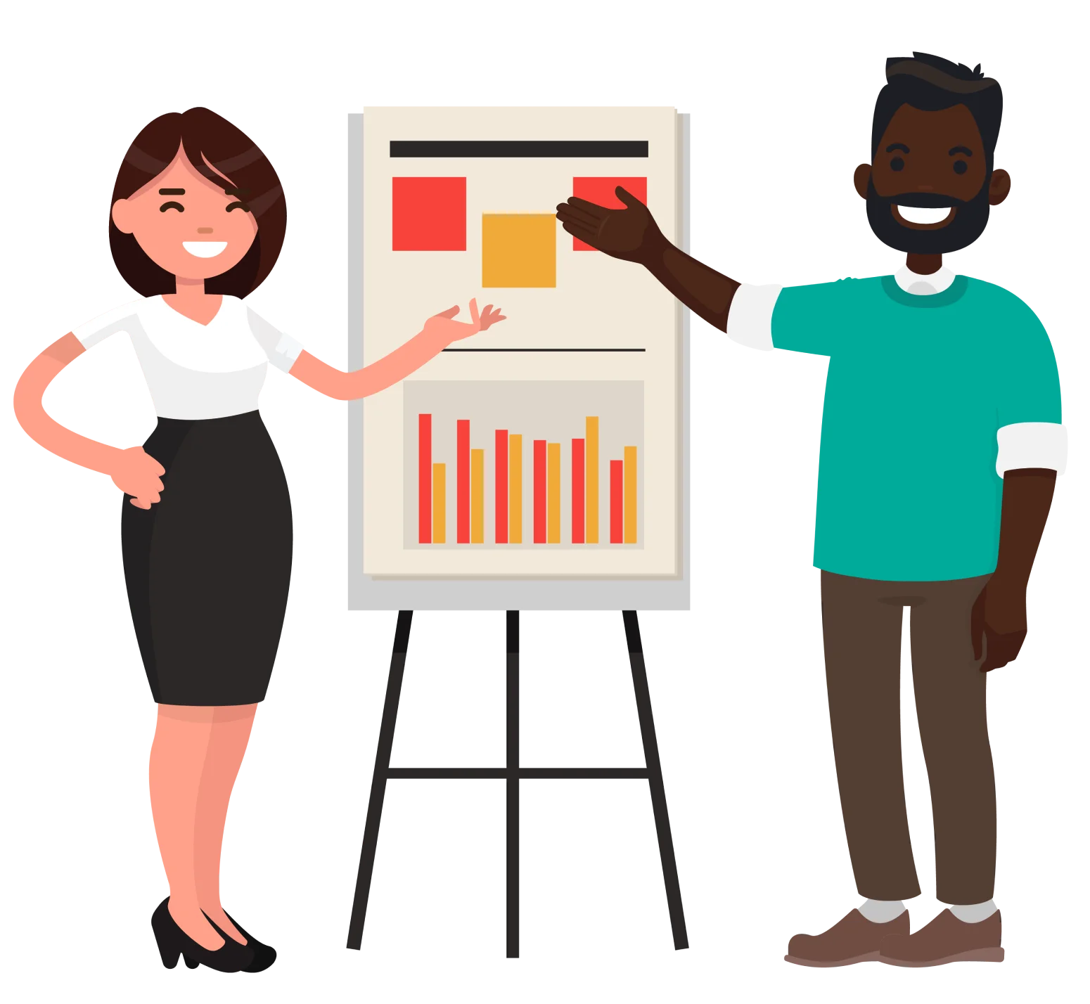 Business Presentation Clipart Showcasing Team Data Analysis and Collaboration