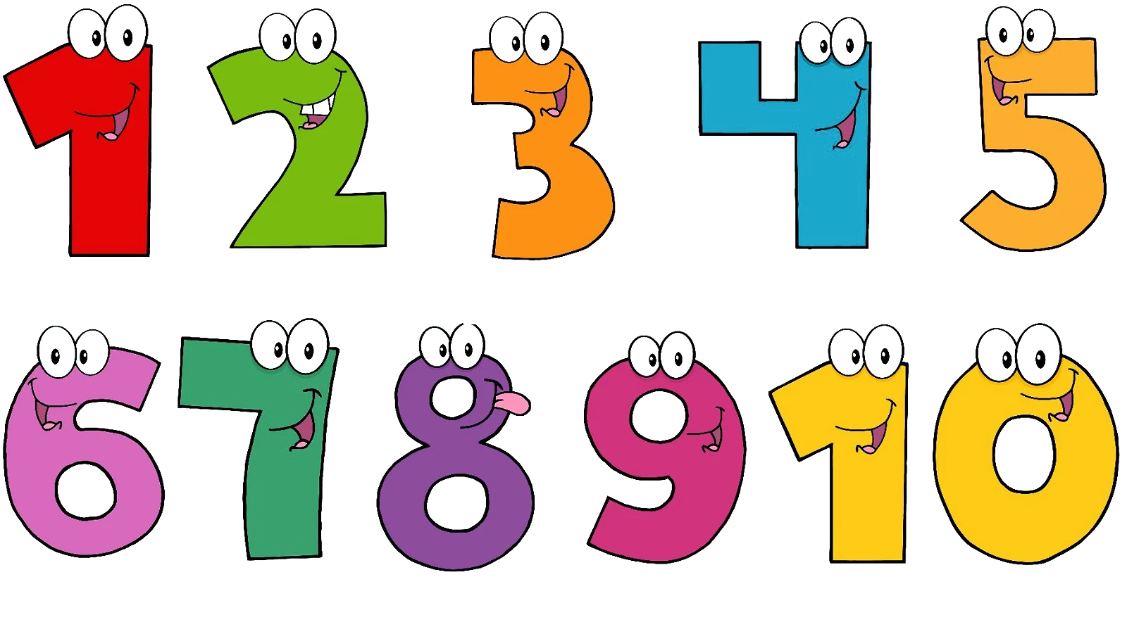 Cheerful Cartoon Numbers Clipart: Playful Numerical Characters with Expressive Faces