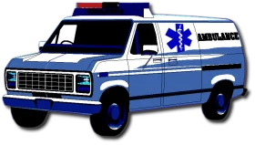 Classic Blue and White Emergency Medical Services Ambulance Clipart Illustration