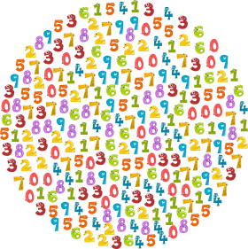 Colorful Mathematical Number Clipart Composition in Circular Arrangement