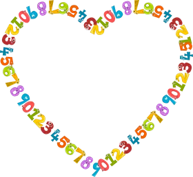 Colorful Numerical Heart-Shaped Clipart Design with Playful Number Arrangement