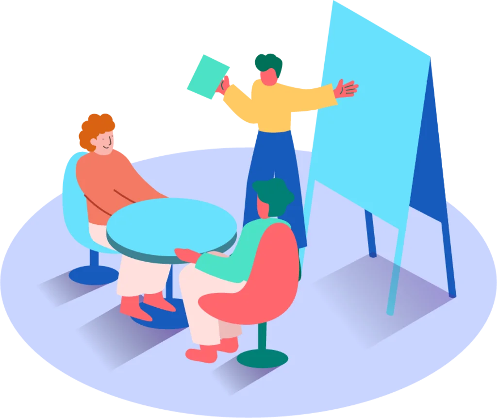 Creative Team Collaboration Clipart: Brainstorming and Presentation Session