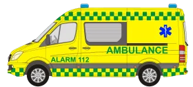Detailed Bright Yellow Emergency Medical Services Ambulance Clipart Illustration