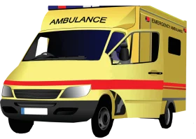 Detailed Yellow Emergency Medical Services Ambulance Clipart Illustration
