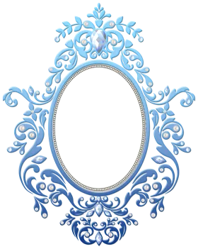 Elegant Blue Ornate Vintage Victorian Oval Frame Clipart Design