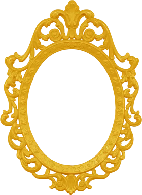 Elegant Golden Baroque Ornate Frame Clipart with Intricate Swirling Design