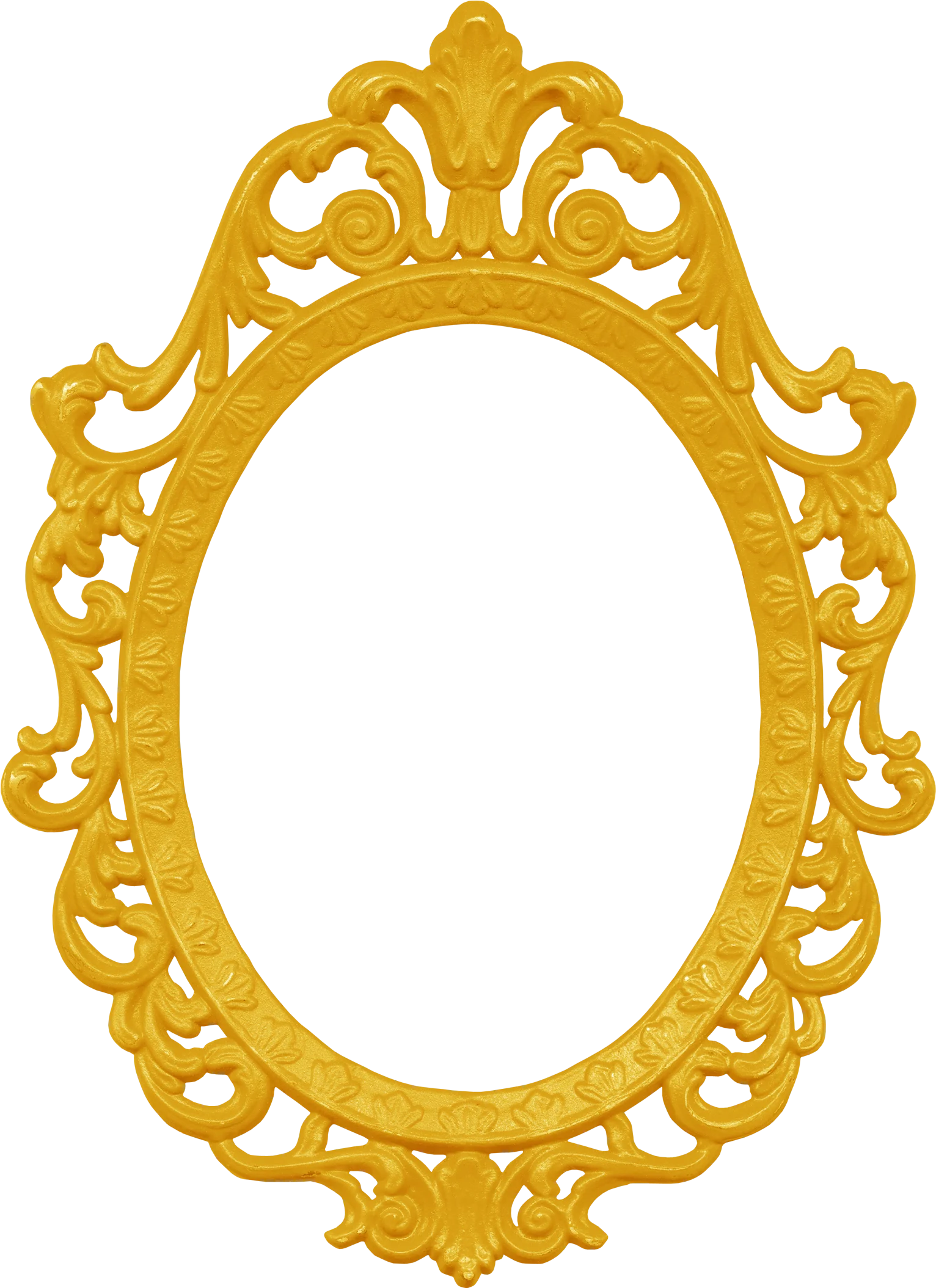 Elegant Golden Baroque Ornate Frame Clipart with Intricate Swirling Design
