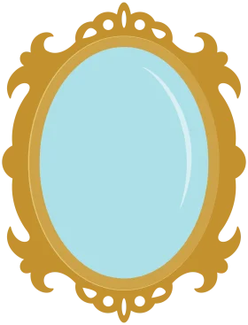 Elegant Golden Baroque-Style Ornate Mirror Frame Clipart with Soft Blue Reflective Surface
