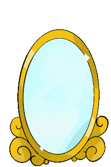 Elegant Golden-Framed Oval Mirror Clipart with Decorative Curled Edges