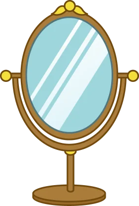 Elegant Golden-Framed Oval Vanity Mirror Clipart with Reflective Surface
