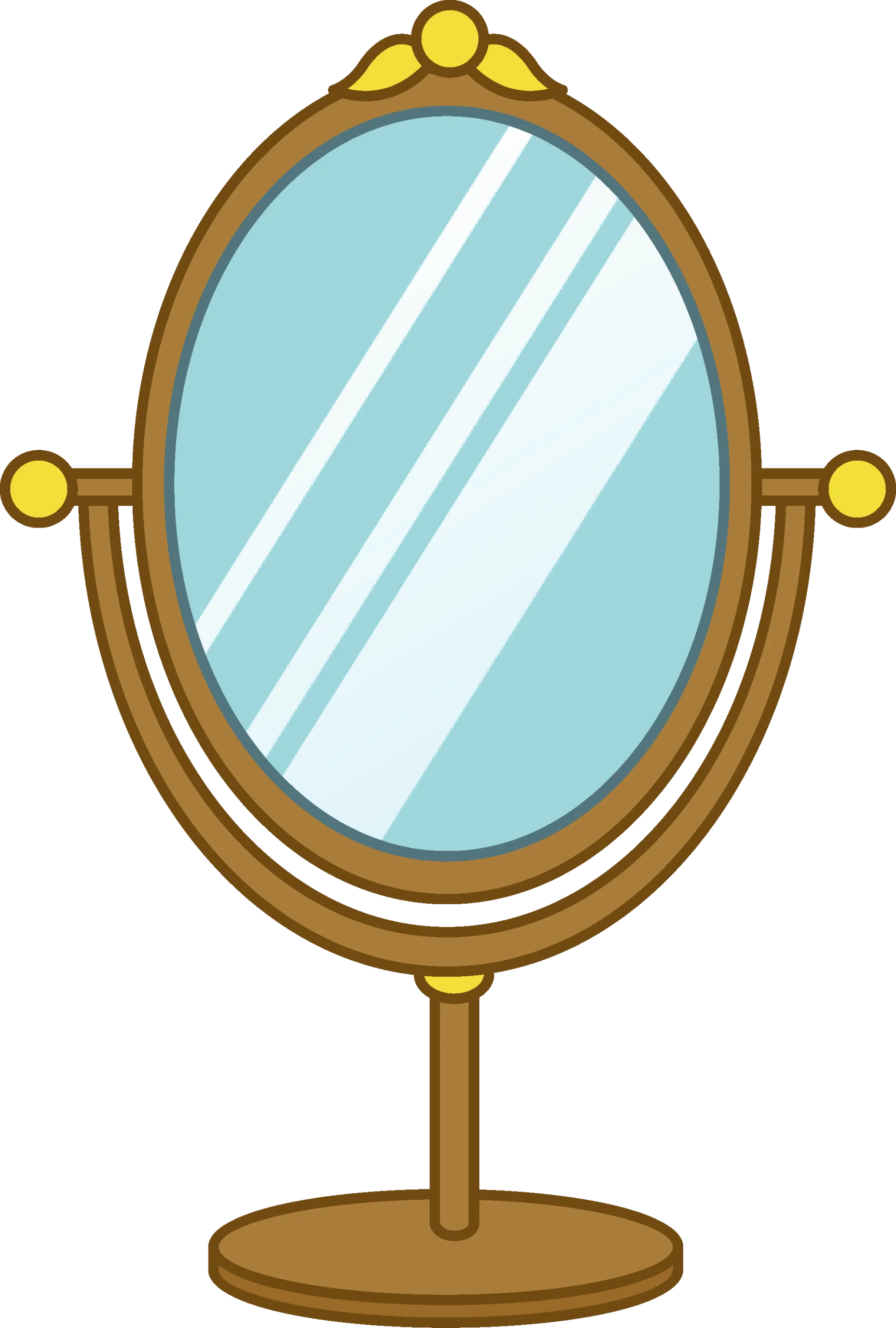 Elegant Golden-Framed Oval Vanity Mirror Clipart with Reflective Surface