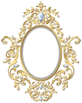 Elegant Golden Ornate Vintage Mirror Frame Clipart with Intricate Baroque Design