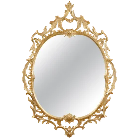 Elegant Ornate Golden Baroque-Style Vintage Mirror Clipart with Intricate Decorative Frame