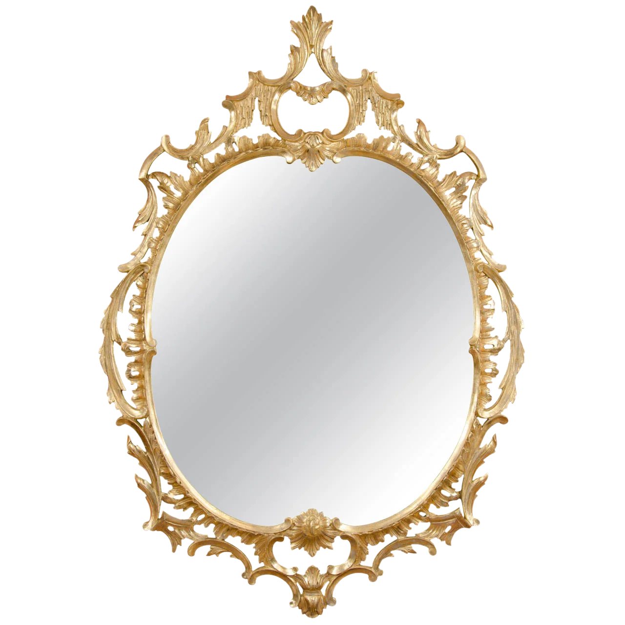 Elegant Ornate Golden Baroque-Style Vintage Mirror Clipart with Intricate Decorative Frame