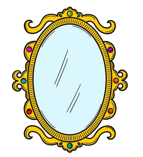 Elegant Ornate Golden Framed Vintage Mirror Clipart with Decorative Scrollwork