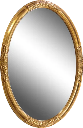 Elegant Ornate Golden Oval Mirror Clipart with Decorative Carved Frame